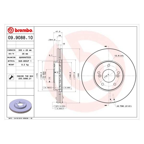 Brembo 09.9088.10 Brake Disc Rotor Pair