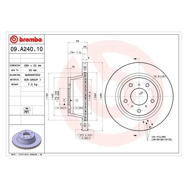 Brembo 09.A240.10 Brake Disc Rotor Pair