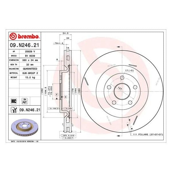 Brembo 09.N246.21 Brake Disc Rotor Pair