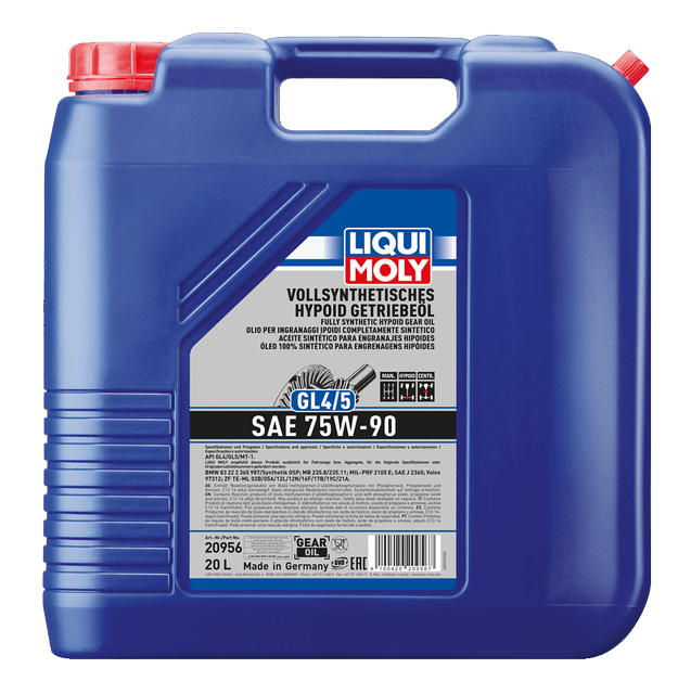 LIQUI MOLY Fully Synthetic Hypoid Gear Oil (GL4/5) 75W-90 20 L 20956 product image