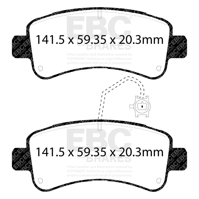 EBC DPX3060 product-specific pad shape illustration