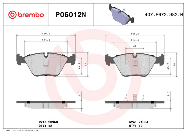 Brembo P06012N Ceramic NAO Series Brake Pads