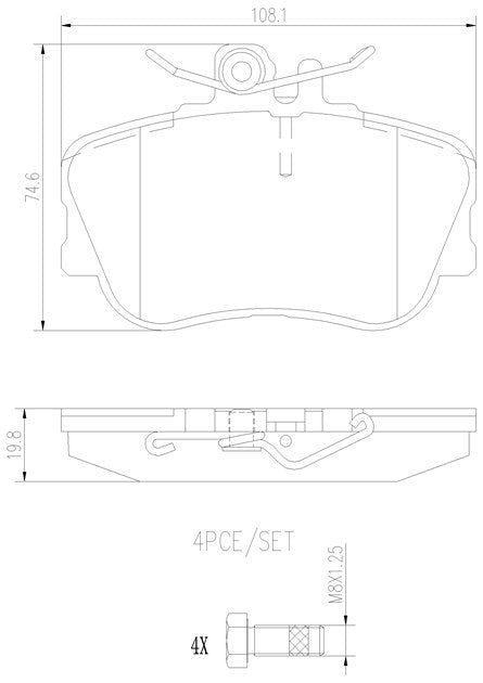 Brembo P06017N Ceramic NAO Series Brake Pads