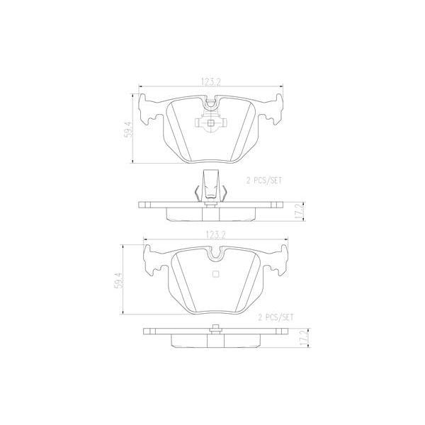 Brembo P06020N NAO Series Premium Ceramic Brake Pad Set Rear