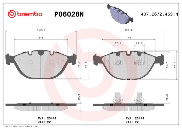 Brembo P06028N Ceramic NAO Series Brake Pads