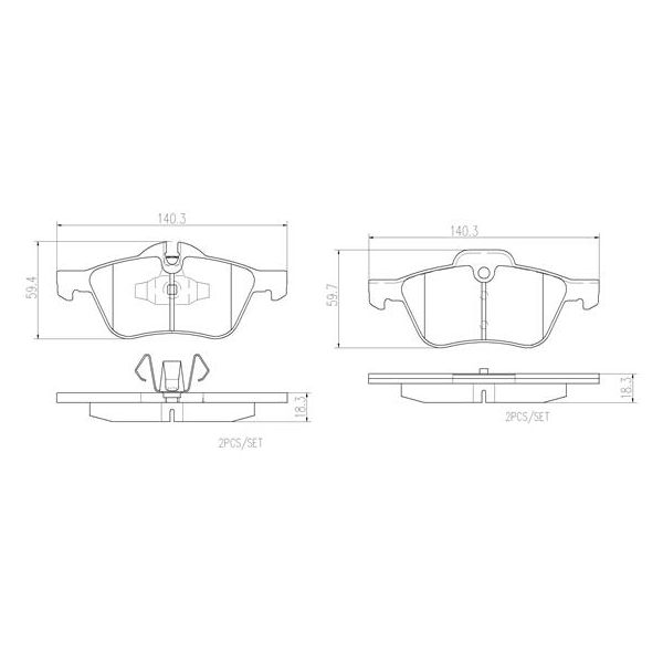 Brembo P06030N NAO Series Premium Ceramic Brake Pad Set Front