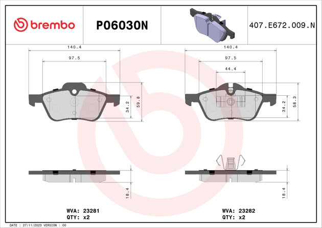 Brembo P06030N Ceramic NAO Series Brake Pads