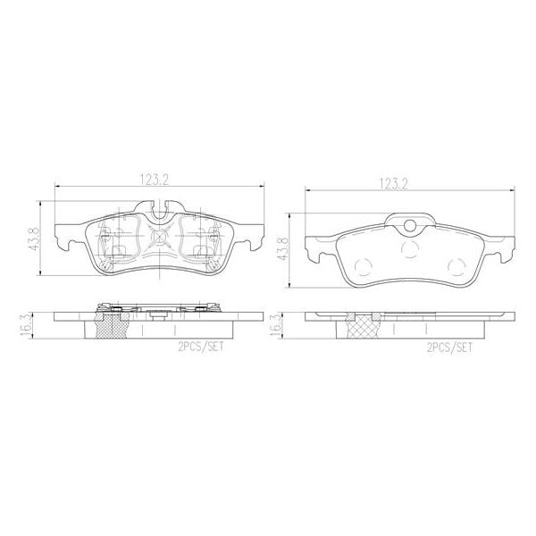 Brembo P06032N NAO Series Premium Ceramic Brake Pad Set Rear