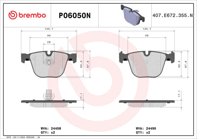 Brembo P06050N Ceramic NAO Series Brake Pads