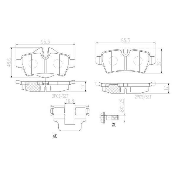 Brembo P06052N NAO Series Premium Ceramic Brake Pad Set Rear