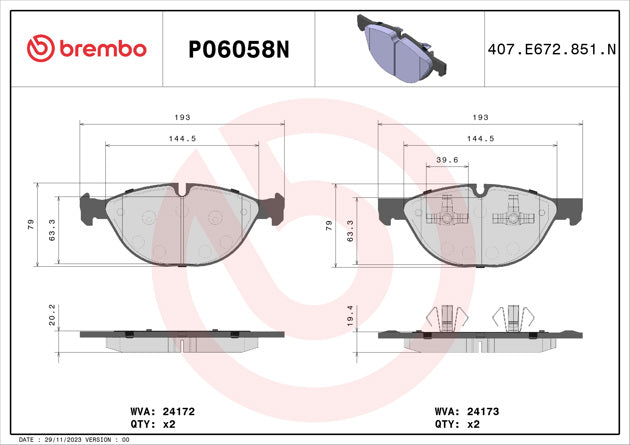 Brembo P06058N Ceramic NAO Series Brake Pads