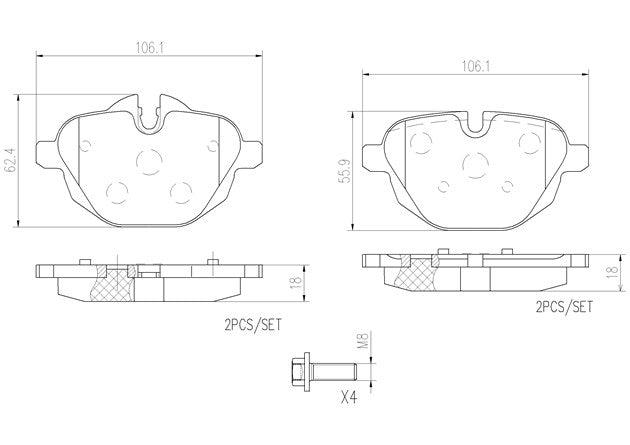 Brembo P06064N Ceramic NAO Series Brake Pads