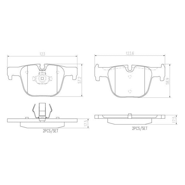 Brembo P06072N NAO Series Premium Ceramic Brake Pad Set Rear