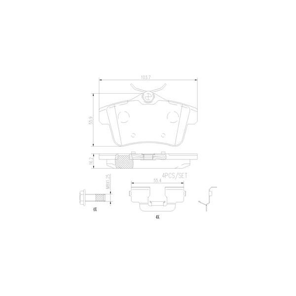 Brembo P06102N NAO Series Premium Ceramic Brake Pad Set Rear