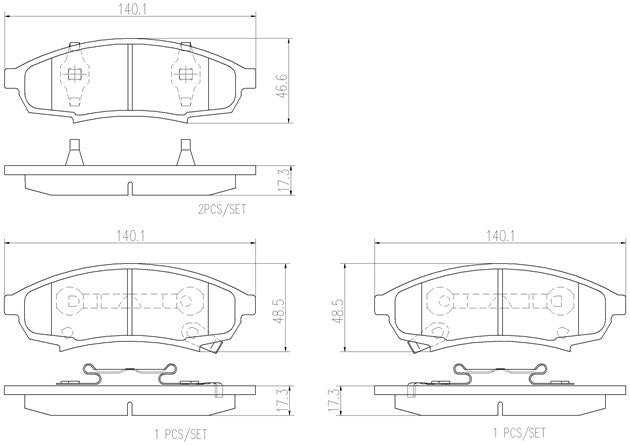 Brembo P07003N Ceramic NAO Series Brake Pads