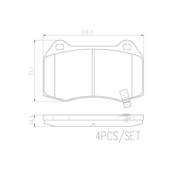 Brembo P09003N NAO Series Premium Ceramic Brake Pad Set Rear