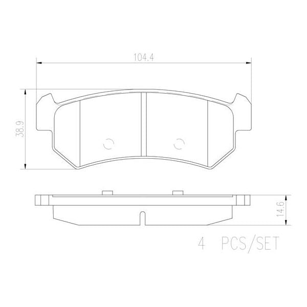 Brembo P10001N NAO Series Premium Ceramic Brake Pad Set Rear