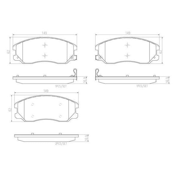 Brembo P10003N NAO Series Premium Ceramic Brake Pad Set Front