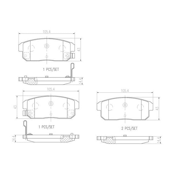 Brembo P10005N NAO Series Premium Ceramic Brake Pad Set Rear