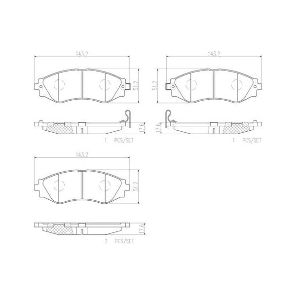 Brembo P10006N NAO Series Premium Ceramic Brake Pad Set Front