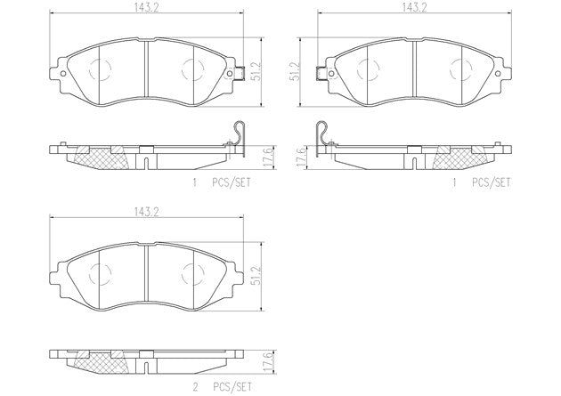 Brembo P10006N Ceramic NAO Series Brake Pads