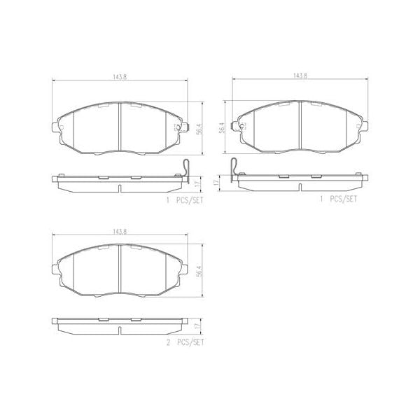 Brembo P10007N NAO Series Premium Ceramic Brake Pad Set Front
