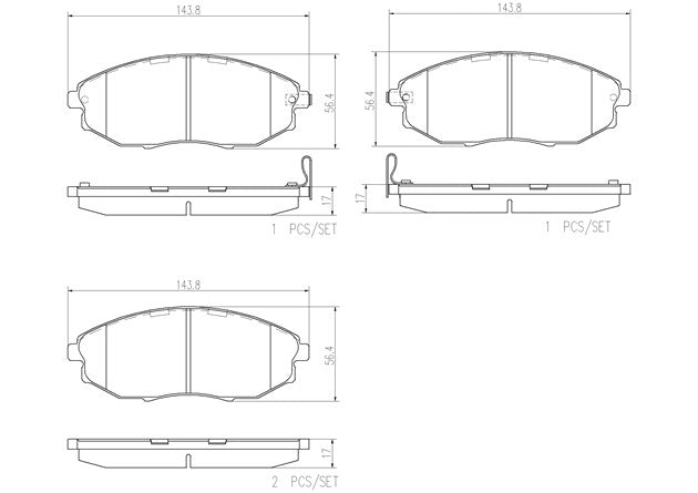 Brembo P10007N Ceramic NAO Series Brake Pads