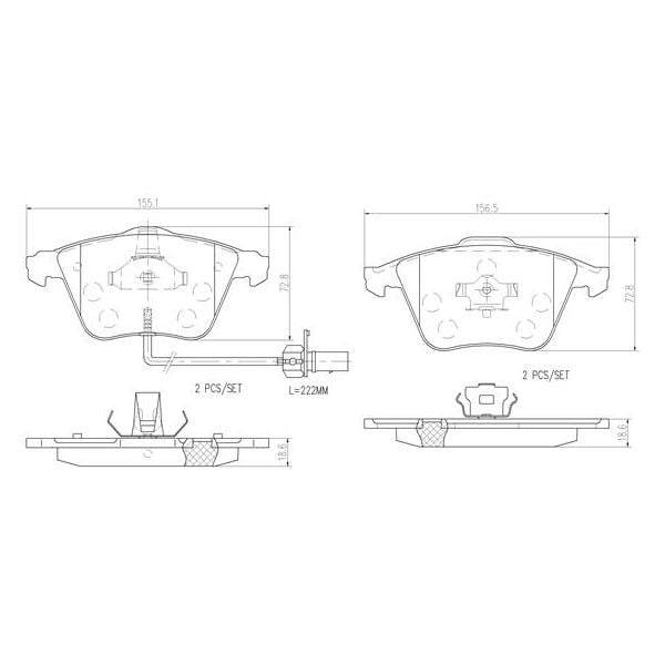 Brembo P10012N NAO Series Premium Ceramic Brake Pad Set Front