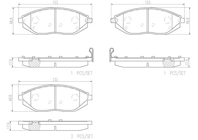 Brembo P10054N Ceramic NAO Series Brake Pads