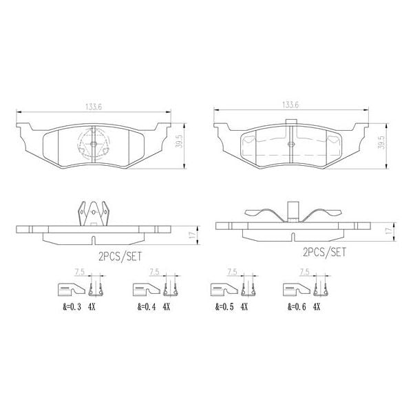 Brembo P11010N NAO Series Premium Ceramic Brake Pad Set Rear