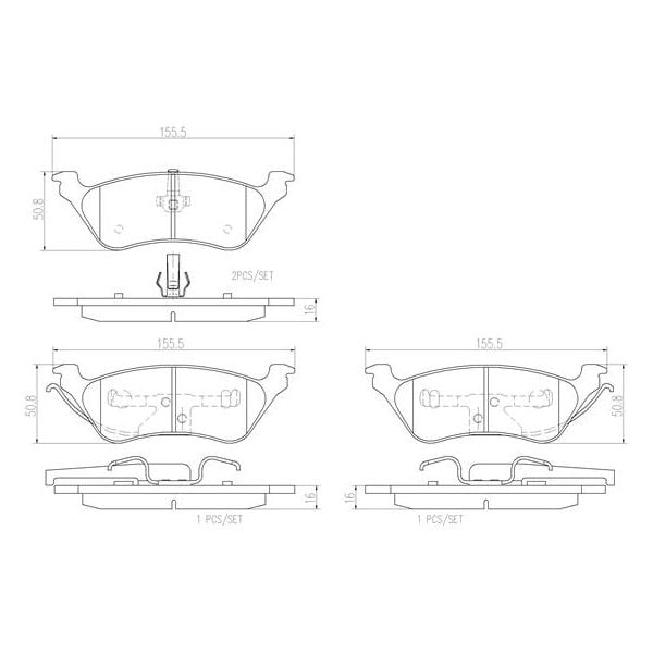 Brembo P11014N NAO Series Premium Ceramic Brake Pad Set Rear