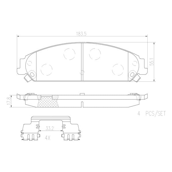 Brembo P11017N NAO Series Premium Ceramic Brake Pad Set Front