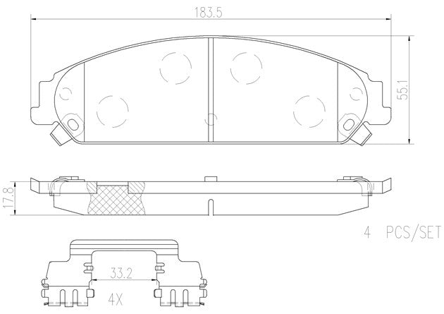 Brembo P11017N Ceramic NAO Series Brake Pads