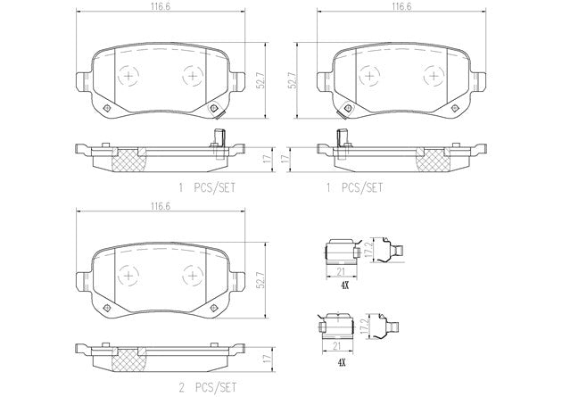 Brembo P11021N Ceramic NAO Series Brake Pads