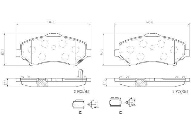 Brembo P11022N Ceramic NAO Series Brake Pads