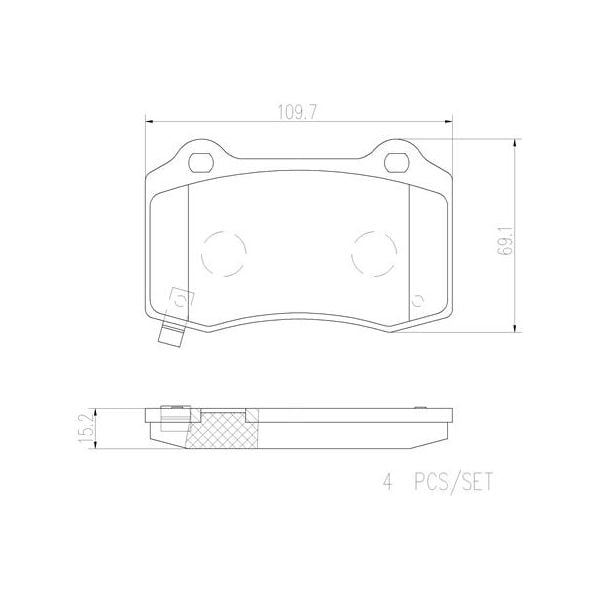 Brembo P11024N NAO Series Premium Ceramic Brake Pad Set Rear