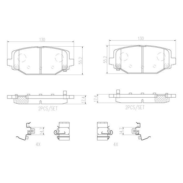 Brembo P11032N NAO Series Premium Ceramic Brake Pad Set Rear