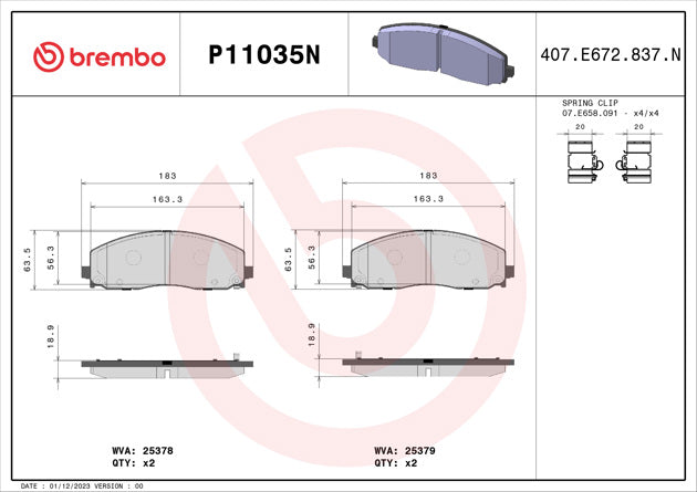 Brembo P11035N Ceramic NAO Series Brake Pads