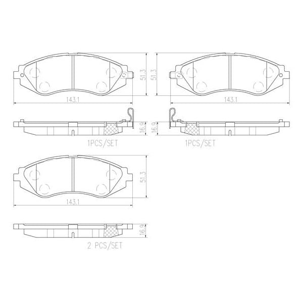 Brembo P15002N NAO Series Premium Ceramic Brake Pad Set Front