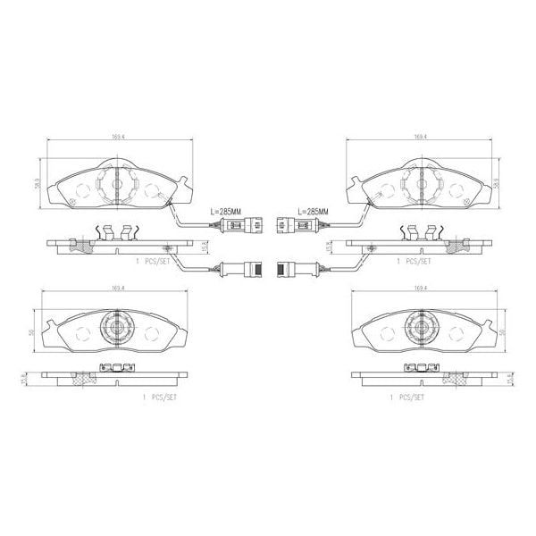 Brembo P15003N NAO Series Premium Ceramic Brake Pad Set Front