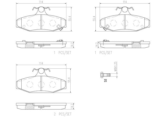 Brembo P15004N Ceramic NAO Series Brake Pads