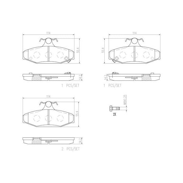 Brembo P15004N NAO Series Premium Ceramic Brake Pad Set Rear