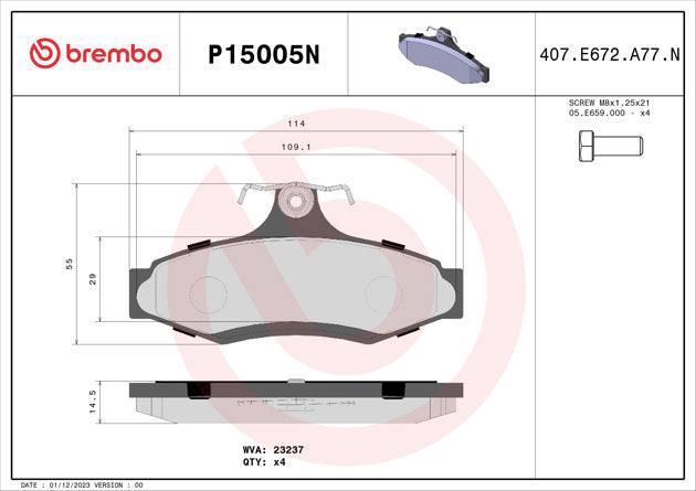 Brembo P15005N Ceramic NAO Series Brake Pads