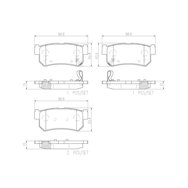 Brembo P15010N NAO Series Premium Ceramic Brake Pad Set Rear