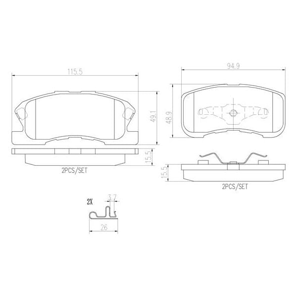 Brembo P16008N NAO Series Premium Ceramic Brake Pad Set Front