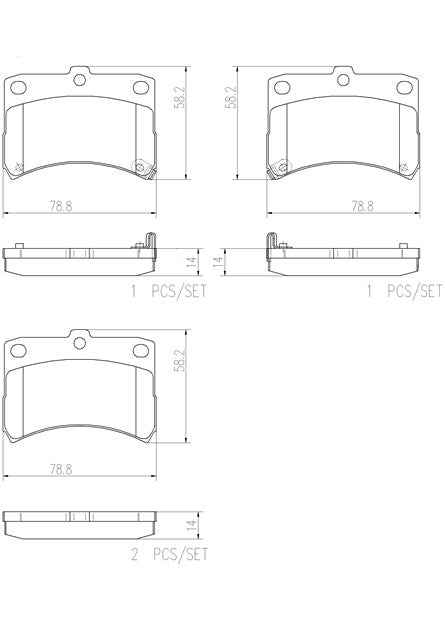 Brembo P16009N Ceramic NAO Series Brake Pads