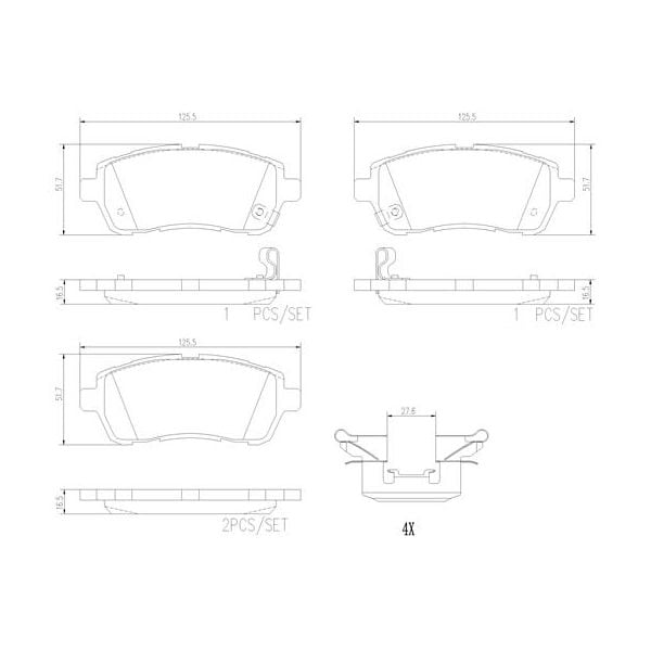 Brembo P16013N NAO Series Premium Ceramic Brake Pad Set Front