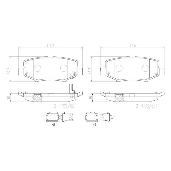 Brembo P18024N NAO Series Premium Ceramic Brake Pad Set Rear
