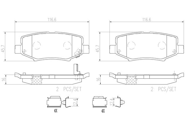 Brembo P18024N Ceramic NAO Series Brake Pads