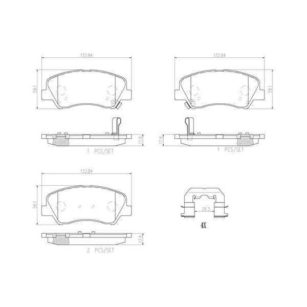 Brembo P18025N NAO Series Premium Ceramic Brake Pad Set Front